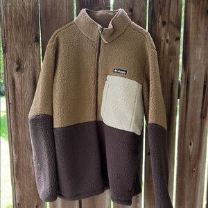 Columbia Brown and Cream Fleece Jacket